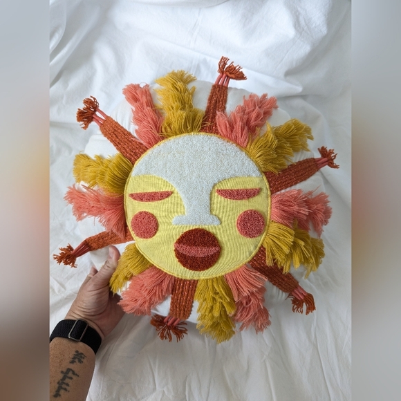 Round Sun Face Decorative Accent Pillow - Picture 2 of 3